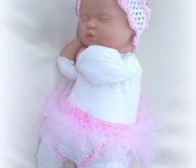 Newborn baby girl, Sweet Heart Tutu diaper cover and headband set