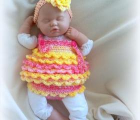 Baby Girl Crochet Diaper Cover, Headband and Dress Set