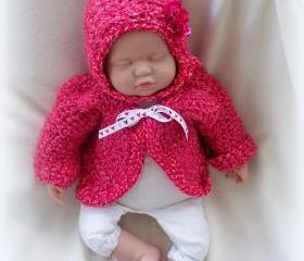 Little Red 0 to 6 Moths Sweater and bonnet set