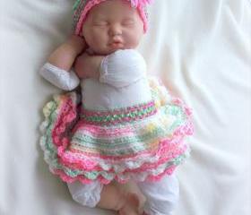 Baby girl Spring Crochet Tutu and Headband Set for 0 to 6 months