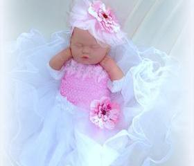 Baby Girl Photo Prop Dress and headband set 0 to 12 Months
