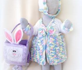 Toddler 9 to 12 Month Sweater Coat, Bonnet and Headband set
