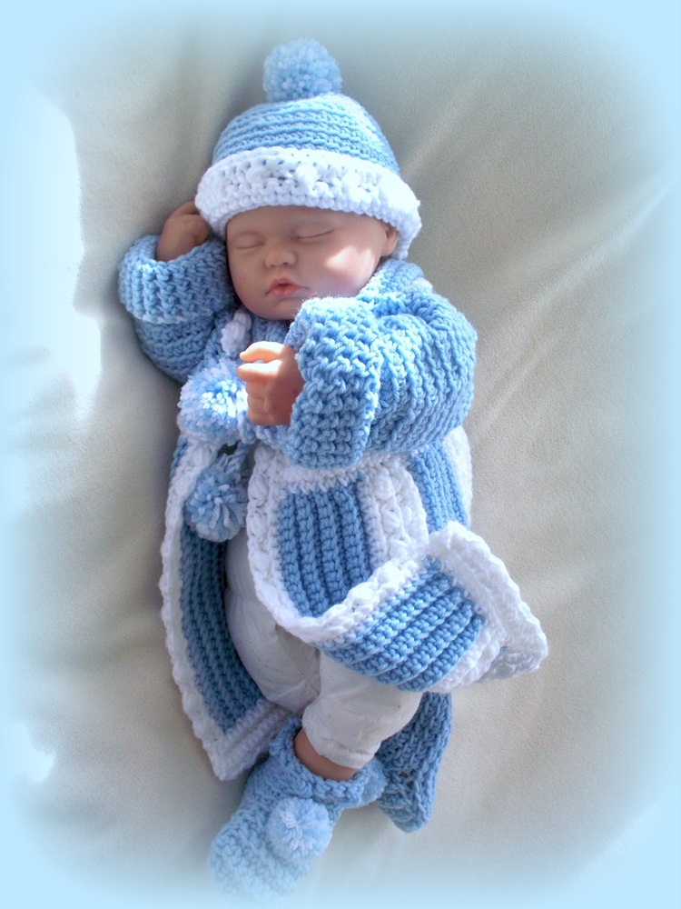 Baby Boy 0 To 6 Months Sweater Coat And Hat And Booties on Luulla