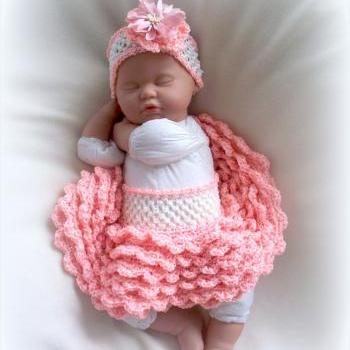 Peaches and Cream Newborn 0 to 6 Months Tutu skirt and Headband set