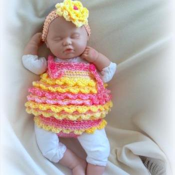 Baby Girl Crochet Diaper Cover, Headband and Dress Set