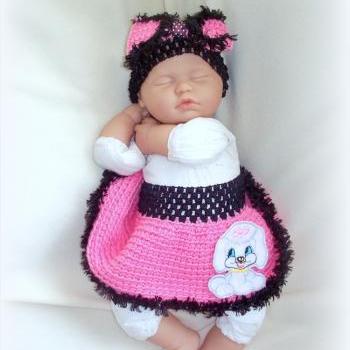 Poodle Skirt for newborn baby girl 0 to 6 months with matching bow headband